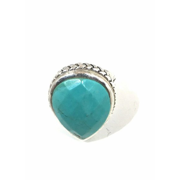Barse Sterling Silver Large Faceted Turquoise Tear Drop Ring, Size 6.75 - Picture 2 of 12